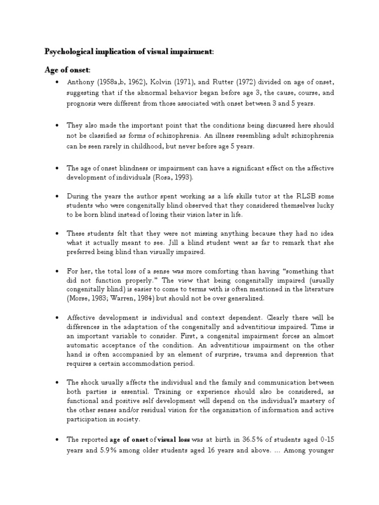 Psychological Impact of Visual Impairment | PDF | Visual Impairment ...