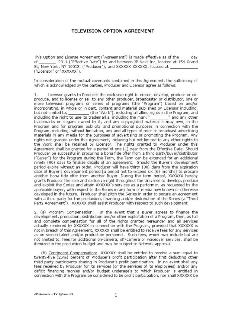 TV Participation Contract Duration | PDF | License | Indemnity