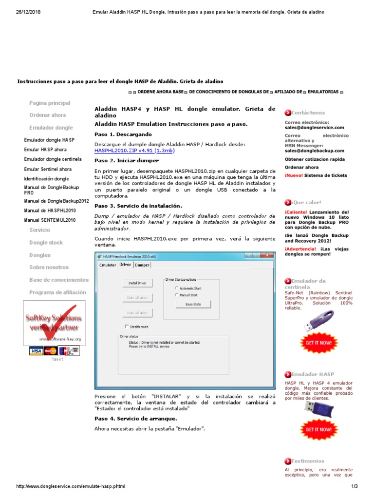 Emular Aladdin HASP HL PDF Informática Ingeniería Informática