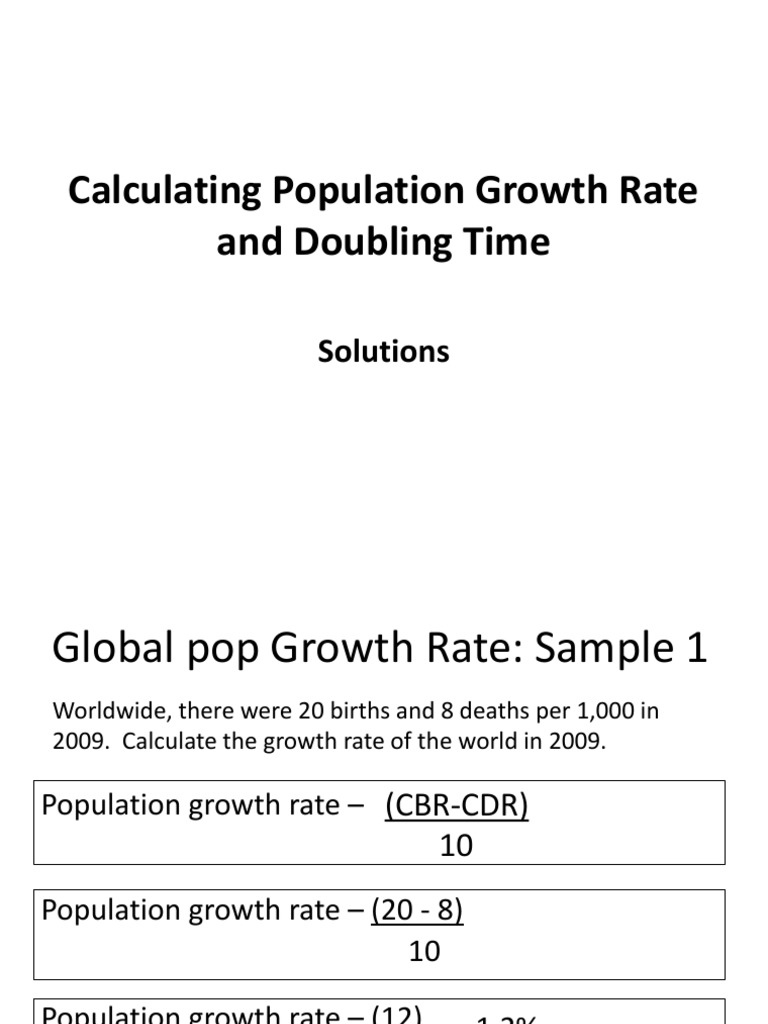 Calculating Population Growth Rate And Doubling Time Environmental