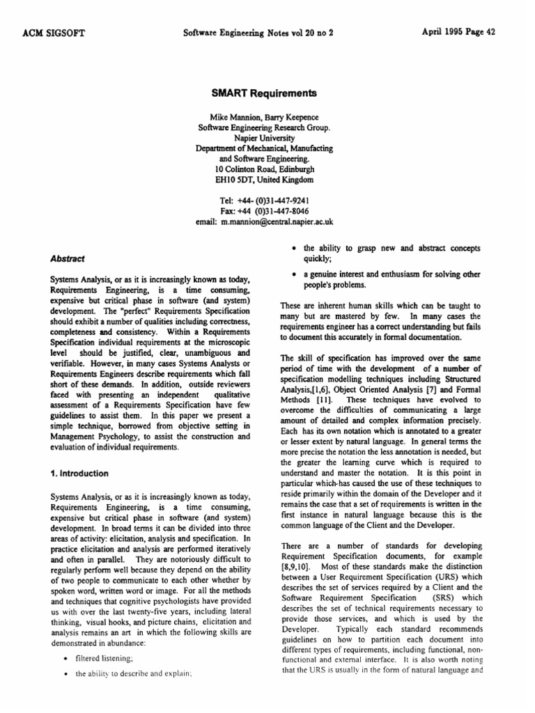 Smart Requirements PDF | PDF | Software Development | Specification ...