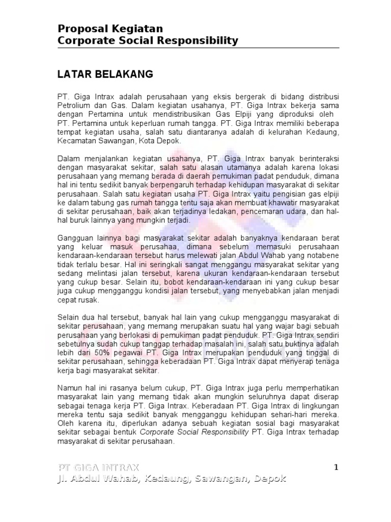Contoh Proposal Csr Pertamina