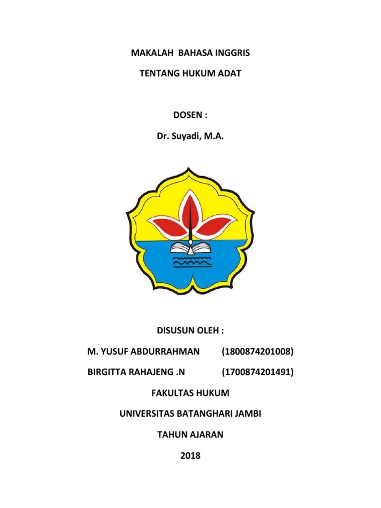 Makalah B Inggris Hukum Adat Value Ethics Sharia