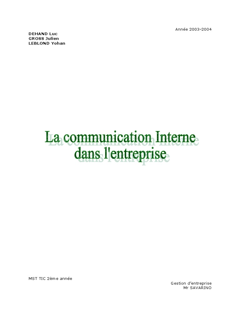 Communication interne en entreprise | PDF | Journaux | la communication