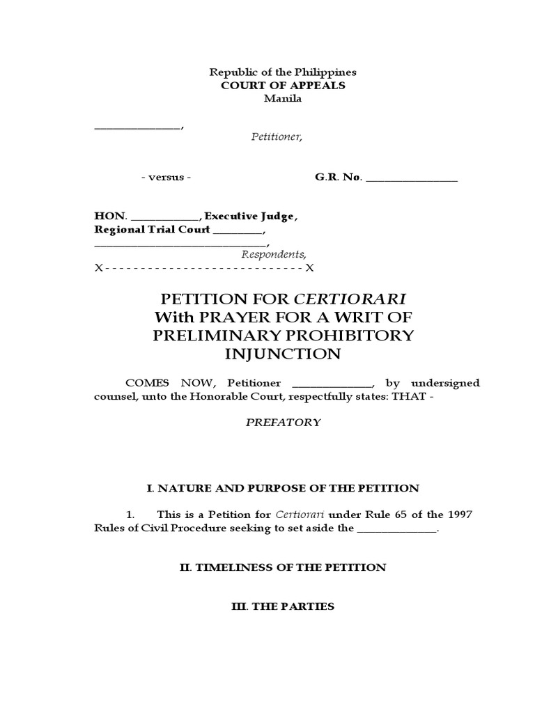 Petition For Certiorari Rule 65 PDF Certiorari Courts