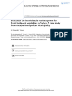 Evaluation of The Wholesale Market System For Fresh Fruits and Vegetables in Turkey A Case Study From Antalya Metropolitan Municipality