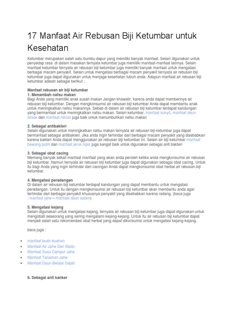 17 Manfaat Air Rebusan Biji Ketumbar Untuk Kesehatan