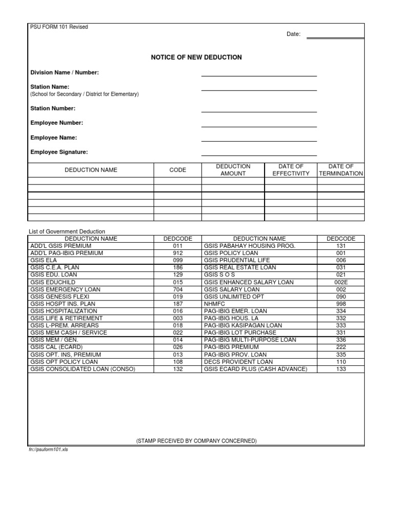 GSIS Deduction Notice Template | PDF | Personal Finance | Financial ...