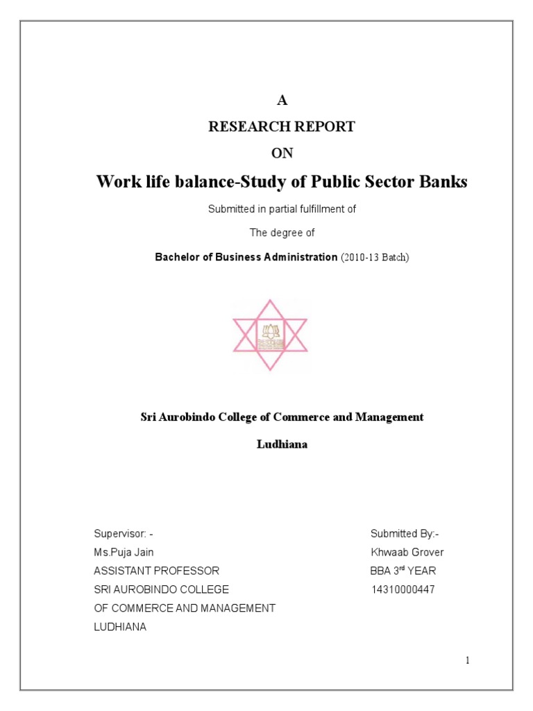 Work Life Balance-Study of Public Sector Banks | PDF | Work–Life ...