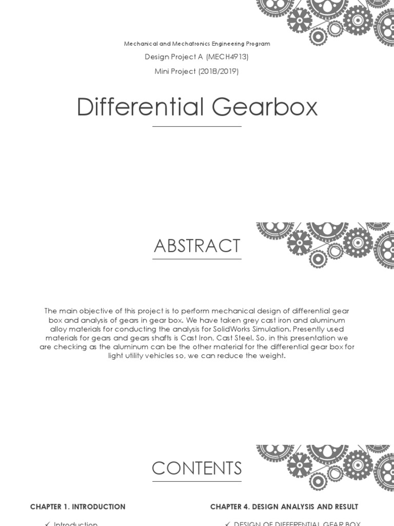 Differential Gearbox Development Presentation PDF Gear Axle
