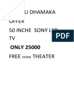 Diwali Dhamaka Offer 50 Inche Sony Led TV ONLY 25000 Free Theater
