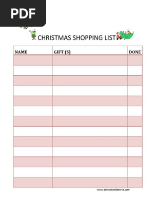 Christmas Shopping List