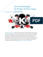 Manfaat Dan Keuntungan Bermain Di Poker Online Yang Ada Di Indonesia