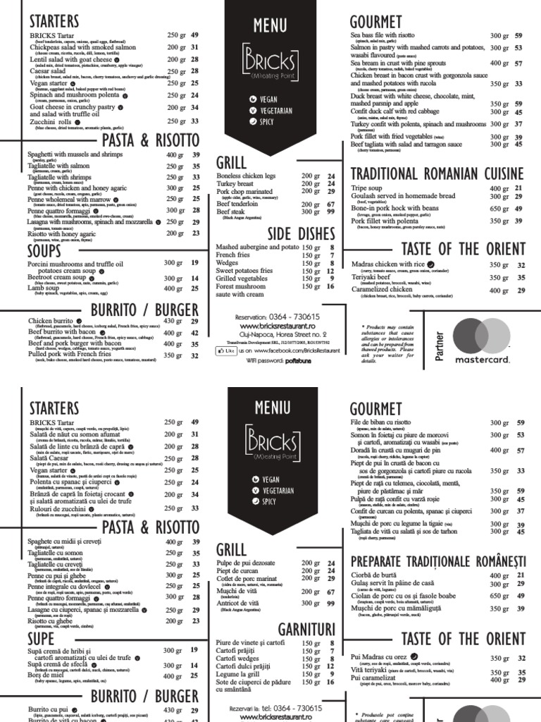 Bricks Meniu 2018 | PDF | Salad | European Cuisine