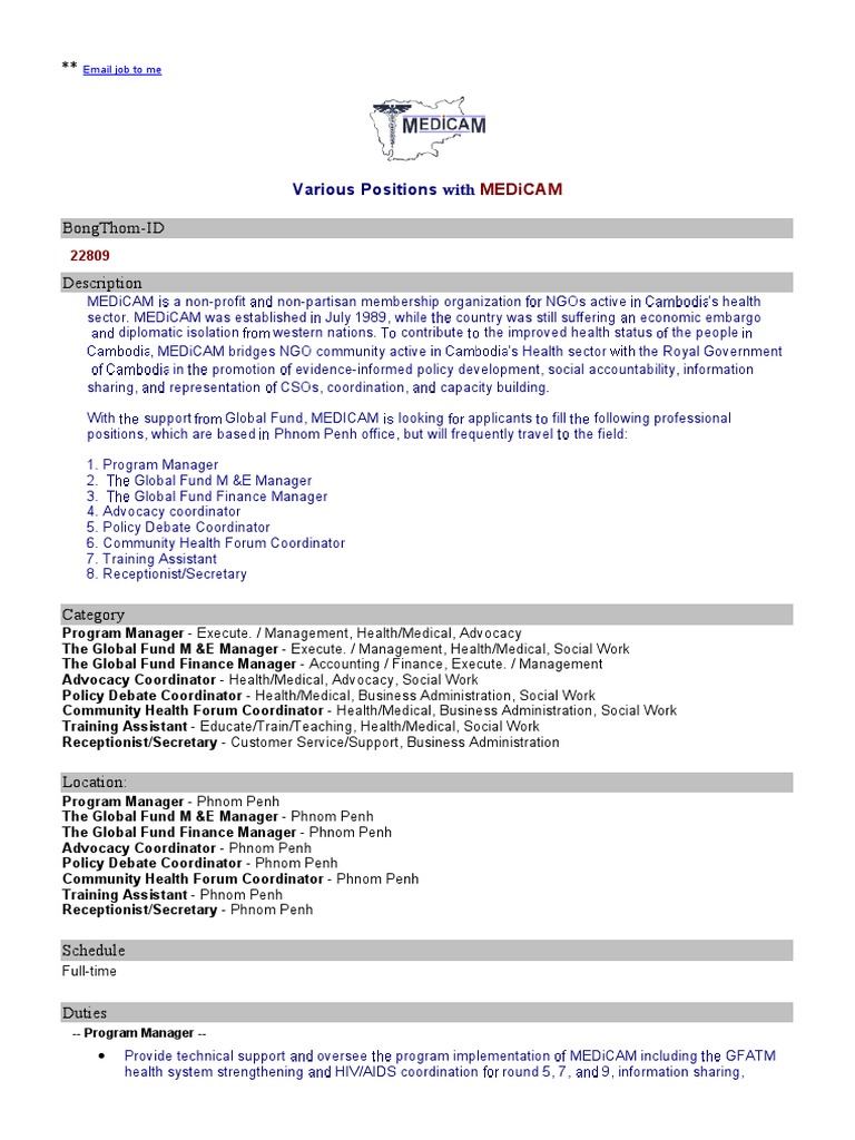 Various Positions With: Medicam | PDF