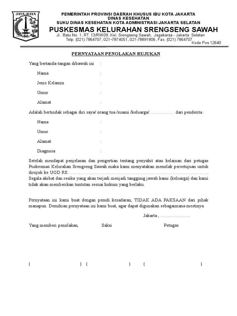 FORM Penolakan Rujukan | PDF
