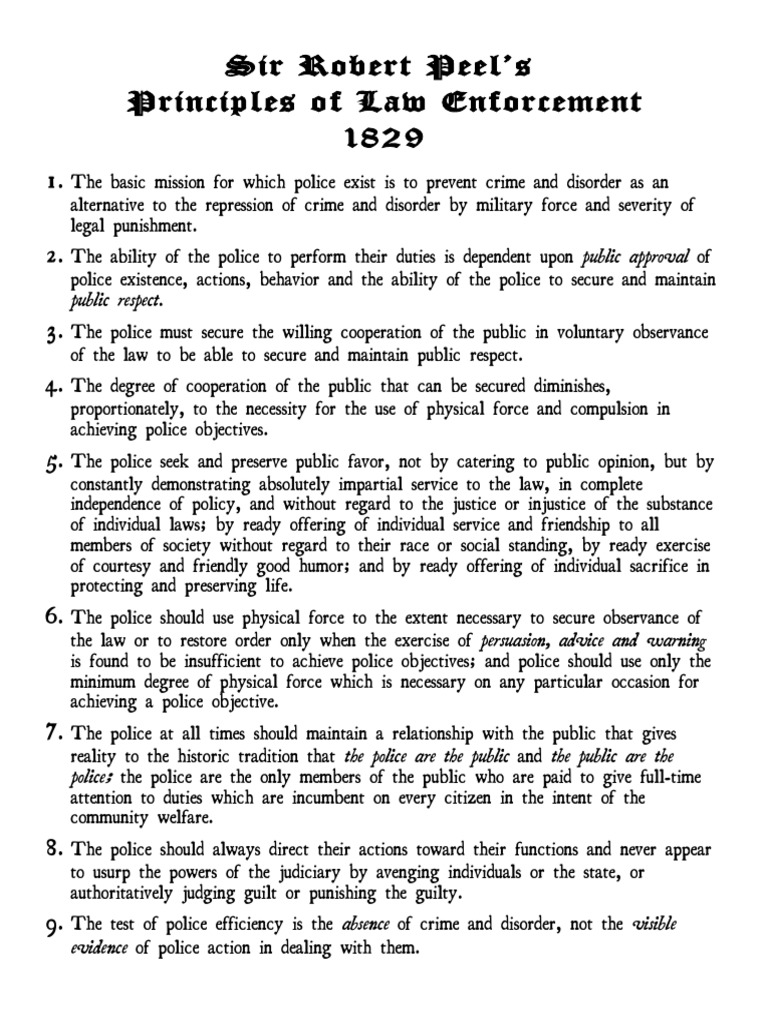 Peel's Principles of Policing Explained | PDF | Police | Punishments