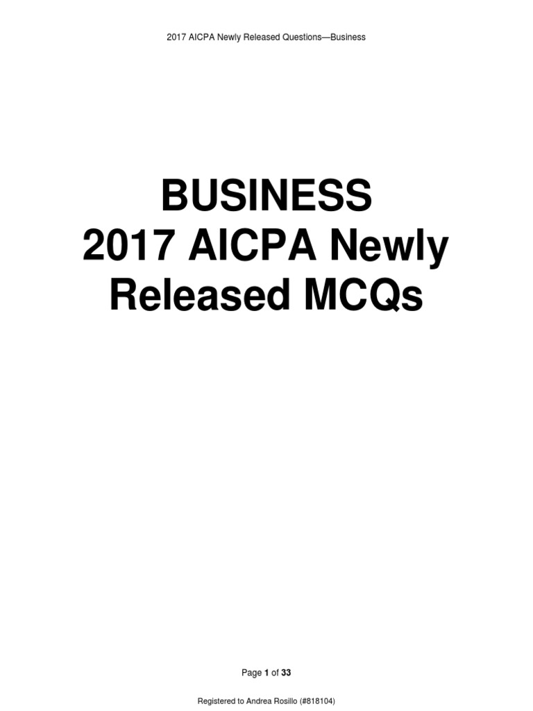 BEC - 2017 AICPA Released Questions PDF | PDF | Internal Control 