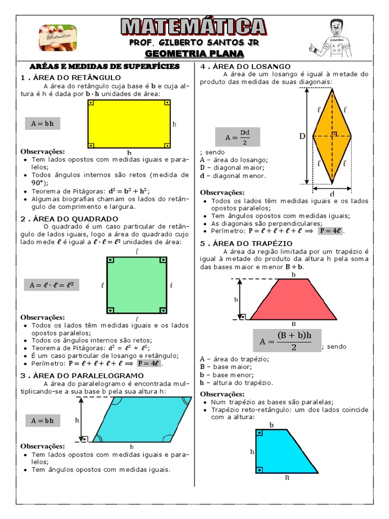 Apostila Geometria Plana - Áreas (7 Páginas, 33 Questões) | PDF ...