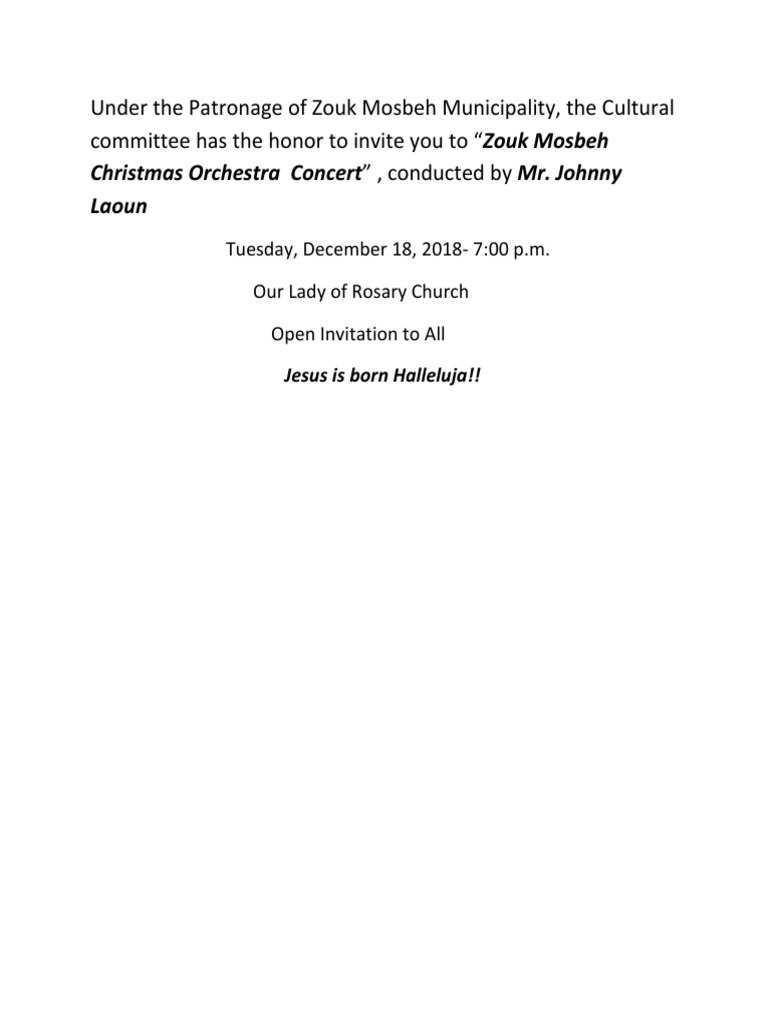 Under The Patronage of Zouk Mosbeh Municipality PDF