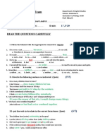 Grammar II Final Exam Breakdown