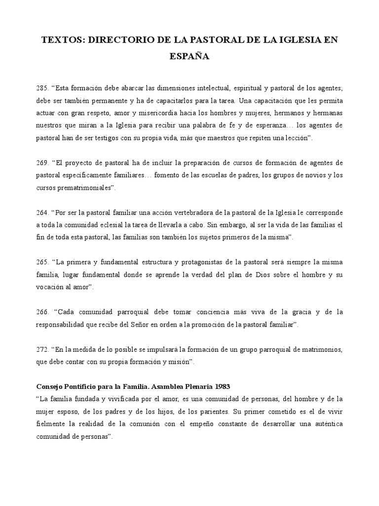 Formación Pastoral Familiar en España | PDF | Iglesia Católica | Amor