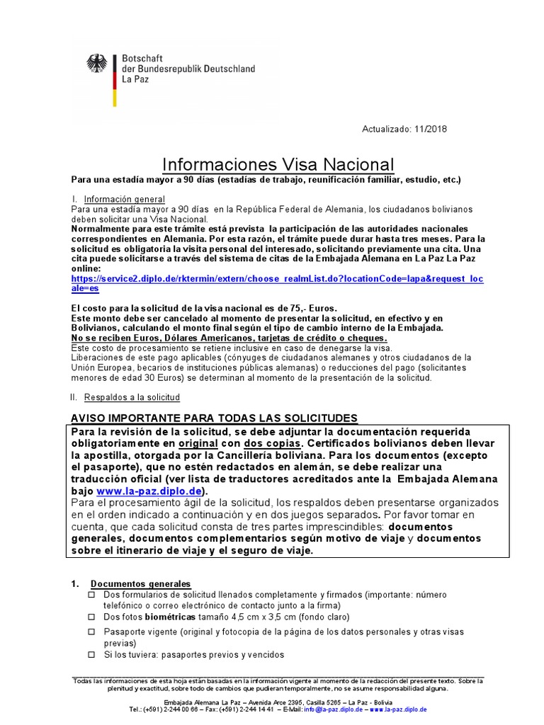 Formulario para Visa Alemana PDF Alemania Política mundial