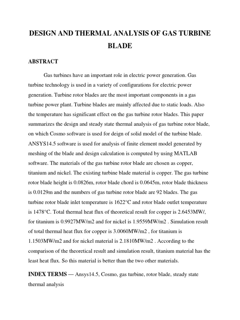 Design and Thermal Analysis of Gas Turbine Blade | PDF