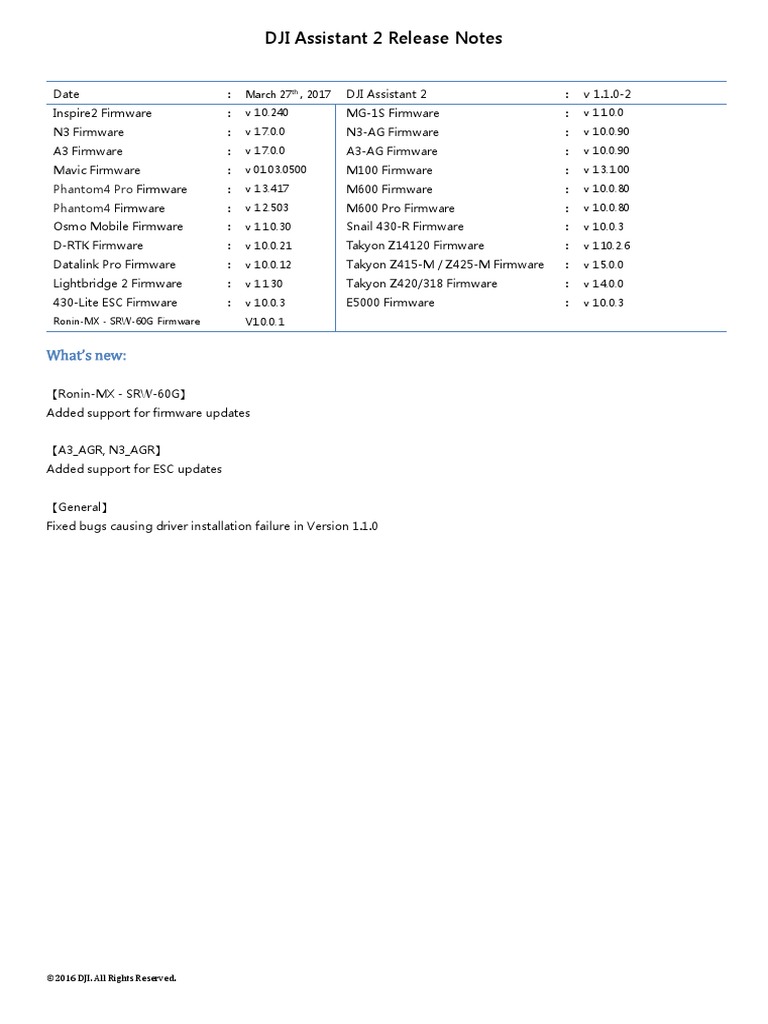 DJI Assistant 2 Release Notes | PDF | Mac Os | Software