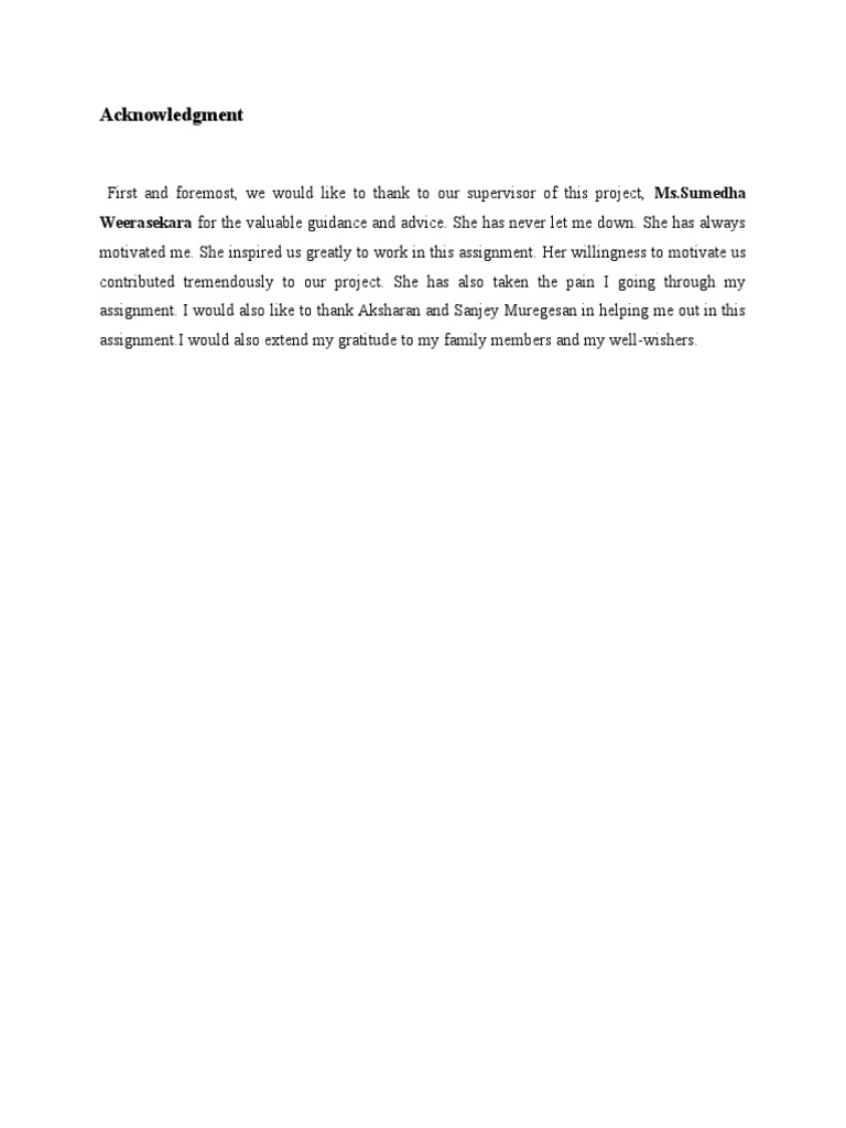 Project Acknowledgments and Thanks | PDF | Self-Improvement | Lifestyle