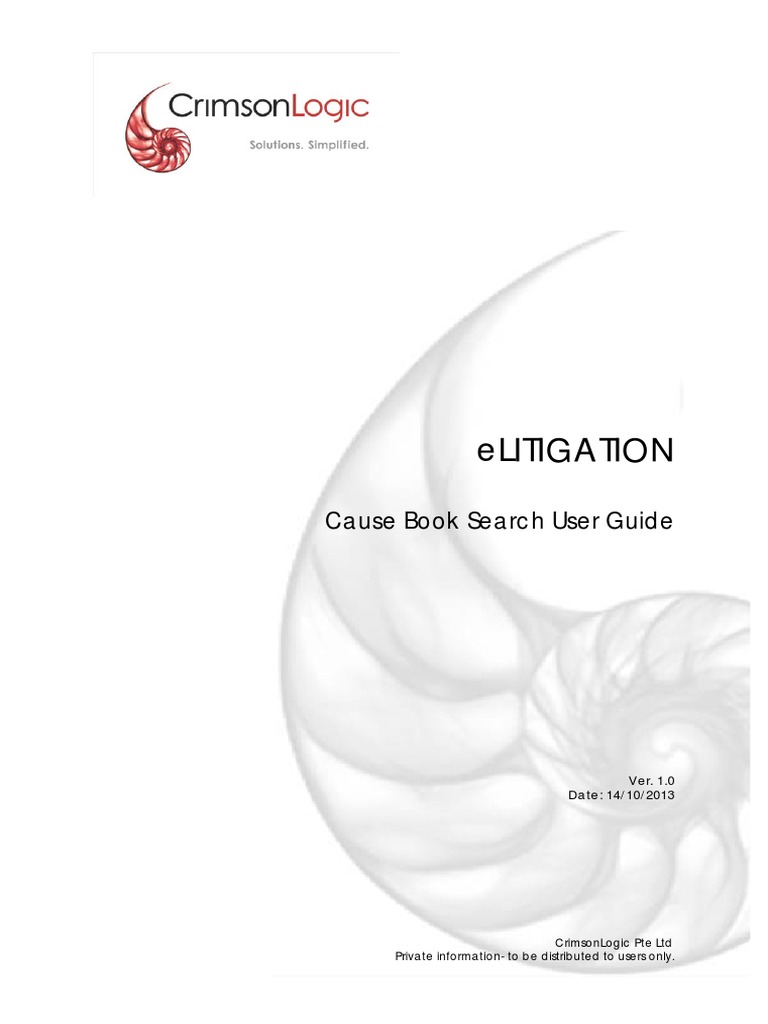 ELitigation Cause Book Search User Guide V1.0 | PDF | Hyperlink | Lawsuit