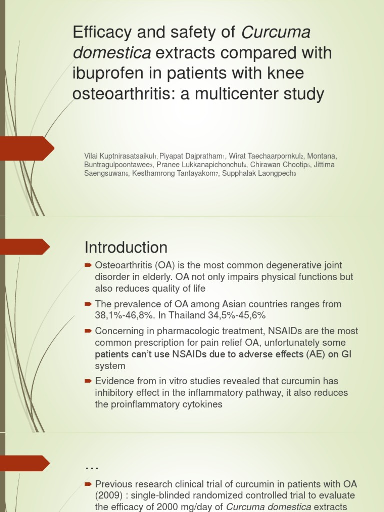 Efficacy and Safety of Curcuma Domestica Extracts Compared | PDF ...