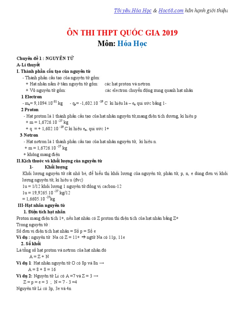 On Thi Thpt Quốc Gia 19 Mon Hoa Học Pdf