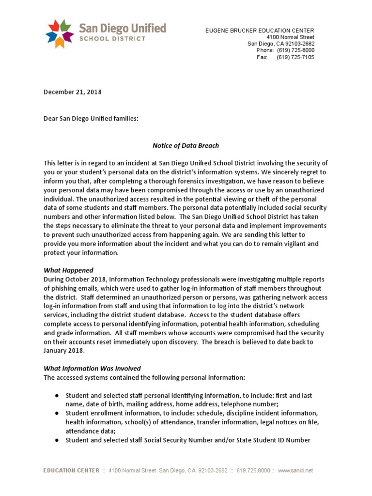 Data Breach Letter PDF Credit History Credit Card