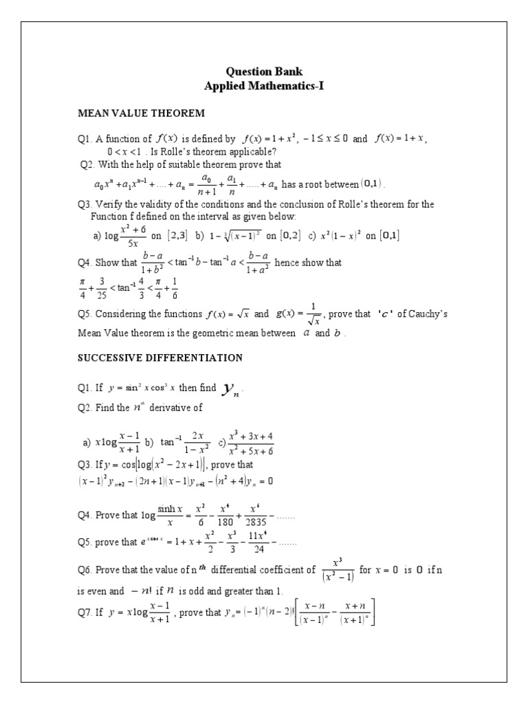 Applied Mathematics-I Question Bank | PDF | Trigonometric Functions | Sine