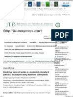 Predictive Value of Lactate in Unselected Critically Ill Patients: An Analysis Using Fractional Polynomials