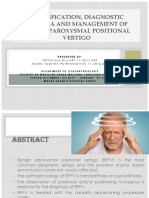 Classification, Diagnostic Criteria and Management of Benign Paroxysmal Positional Vertigo