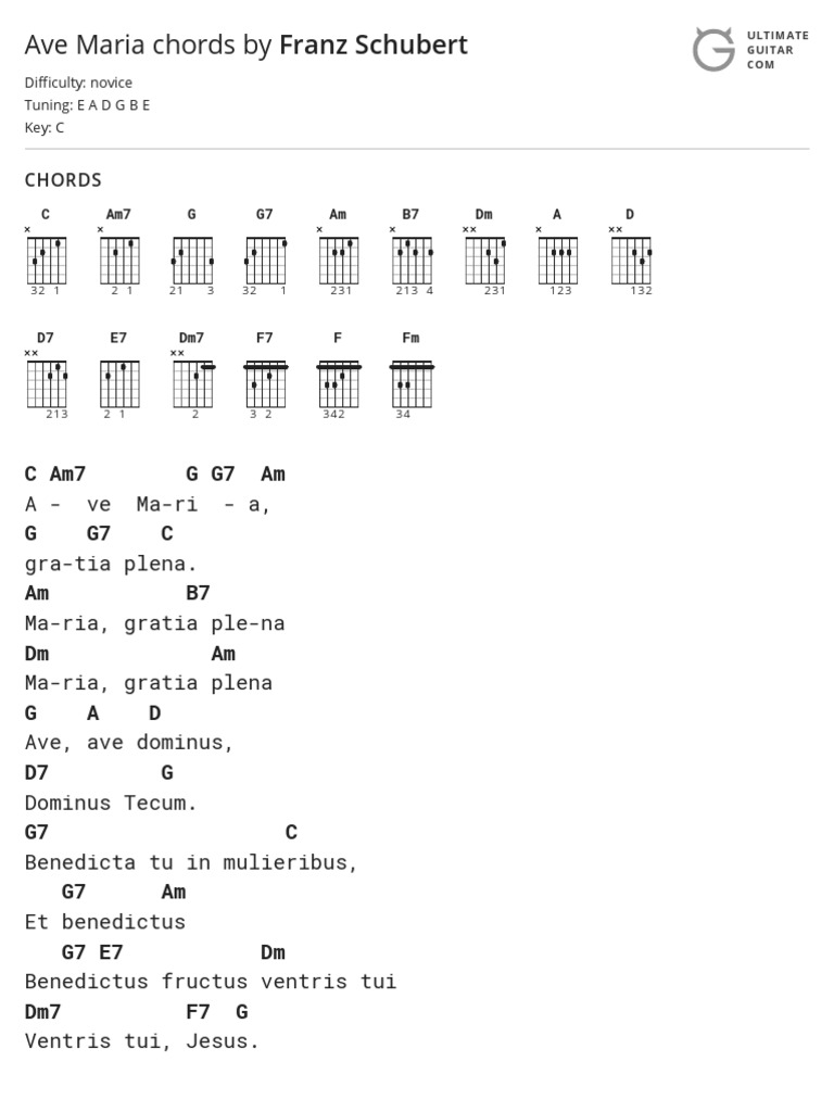 Ave Maria Chords by Franz Schuberttabs Ultimate Guitar Archive
