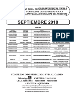 Lista de Precios Jotapartes Septiembre 2018 PDF