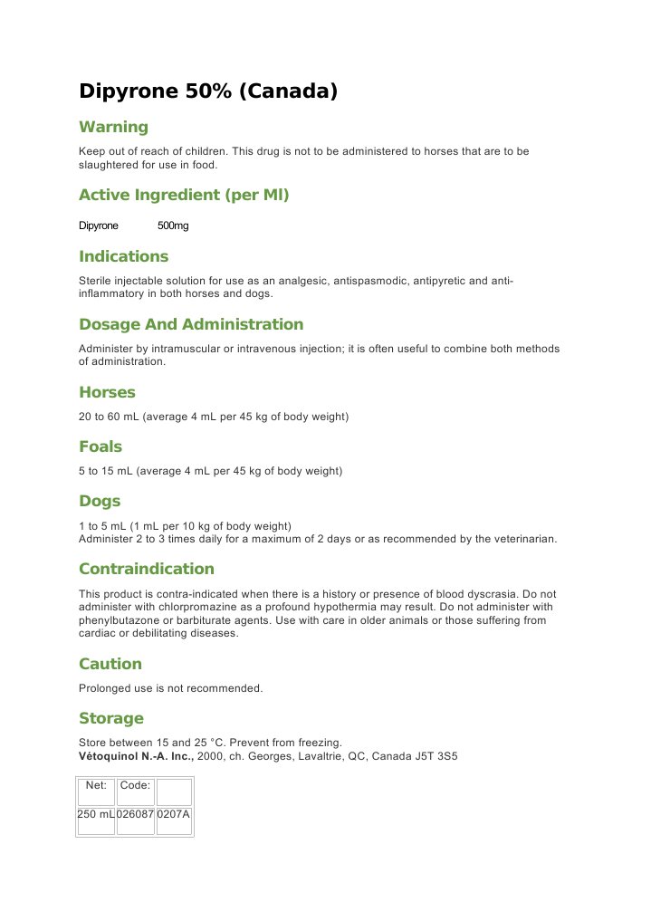 Dipyrone 50 | PDF | Cooking, Food & Wine | Wellness