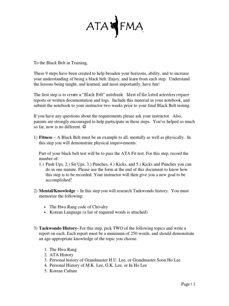 9 Steps ATA Taekwondo | PDF | Taekwondo