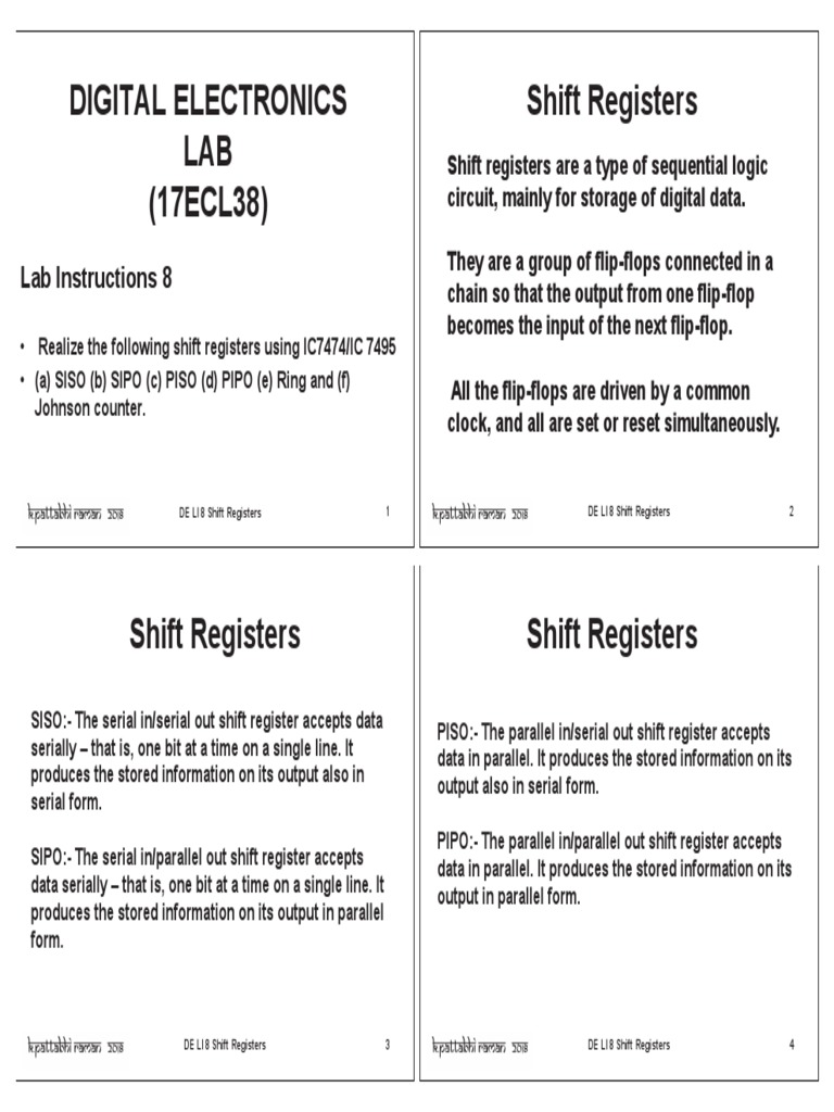 8 Shift Registers Ring and Johnson Counters 4in1 | PDF | Electronic ...