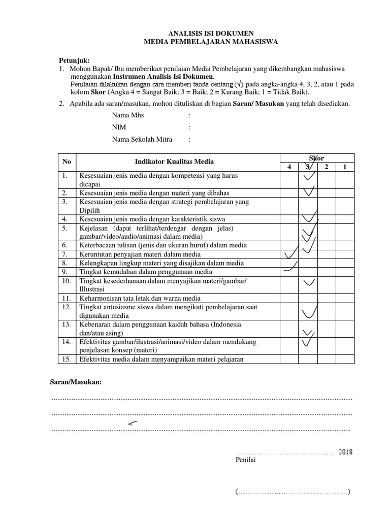 Instrumen Analisis Dokumen Media Pdf