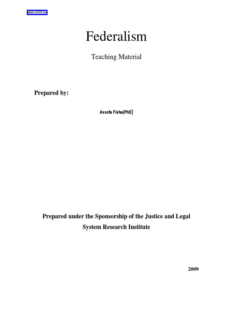 Federalism PDF PDF Ethiopia Federalism