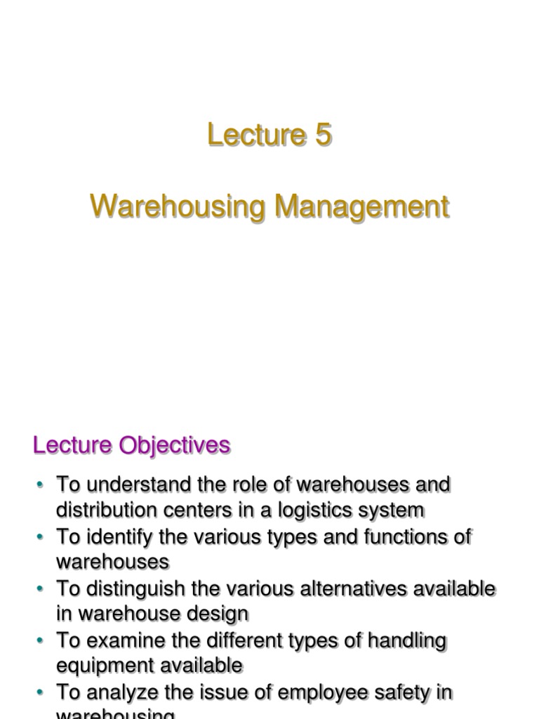 Warehousing Management in Logistics | PDF | Warehouse | Dangerous Goods