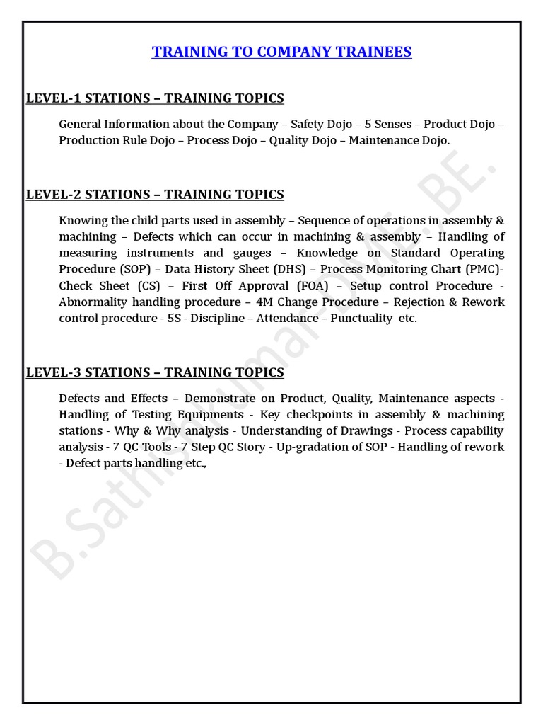 5 Senses and Maintenance Dojo Training | PDF