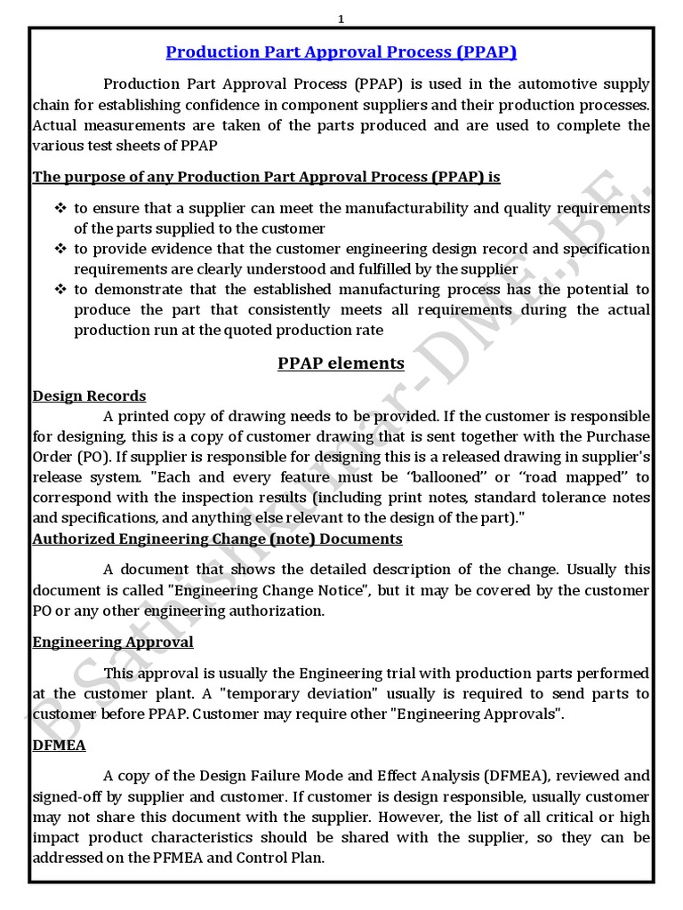Production Part Approval Process (PPAP) | PDF | Evaluation | Business