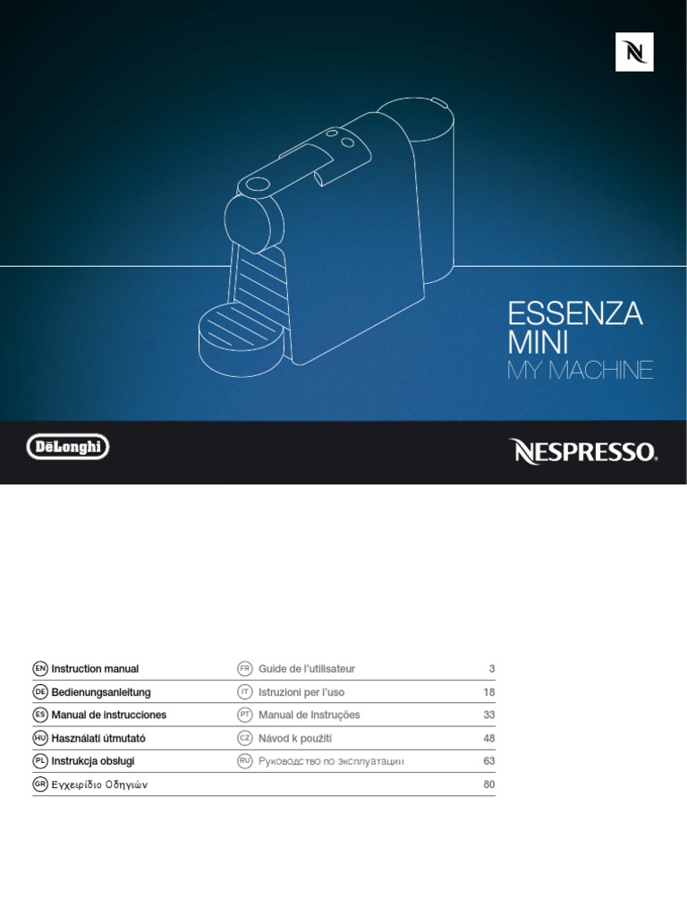 Nespresso Essenza Mini Delonghi Coffee Machine Manual Nature
