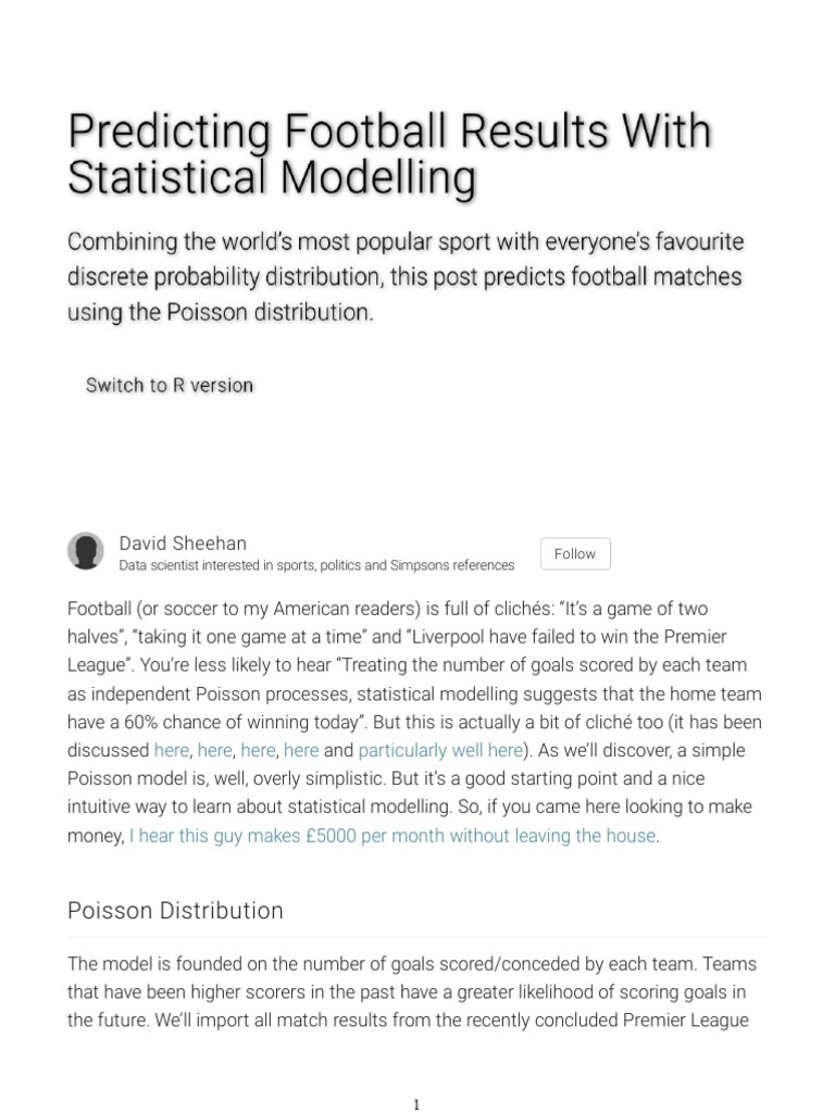 Predicting Football Results With Statistical Modelling in Python PDF