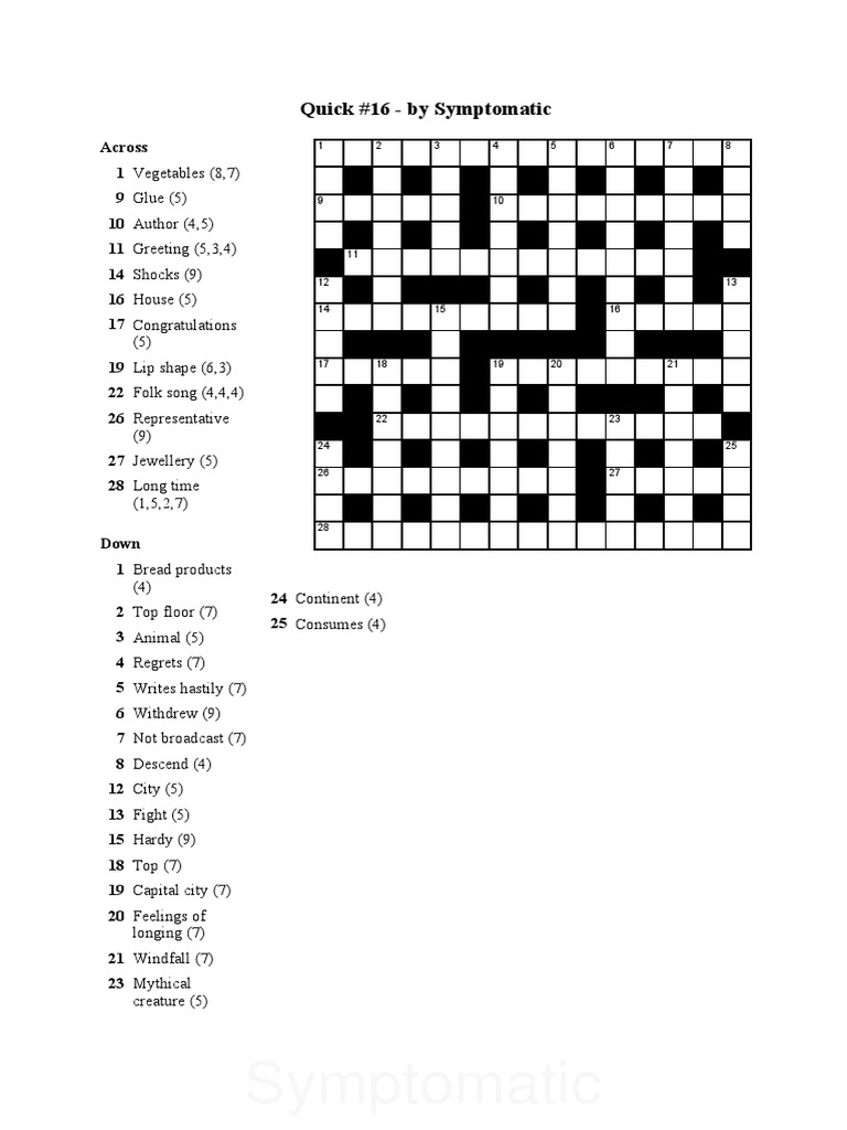 Crossword Puzzle Clues & Answers | PDF
